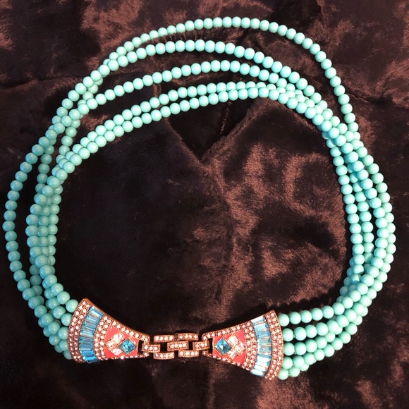 Heidi Daus Deco Master Clasp Necklace Vintage (5)Strands Green Beads 19” in. L. - Picture 3 of 6